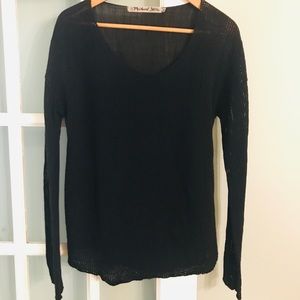 Michael Stars Black mesh-Knit Pullover Sweater